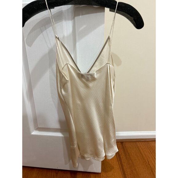Theory Textured Sleeveless Camisole Slip Top Cream Small - Picture 3 of 5